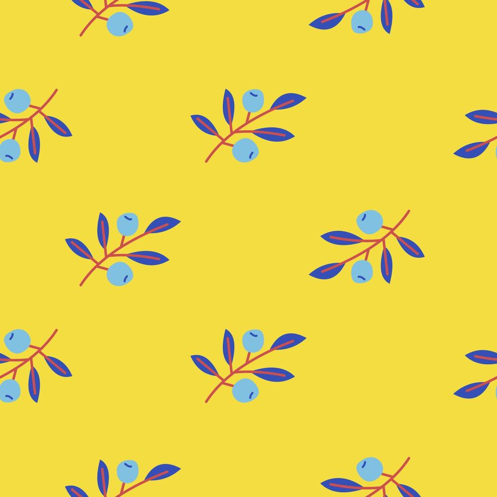 Cute floral seamless pattern with branches and berries.  For printing on paper, textiles of all sizes. Vector illustration.