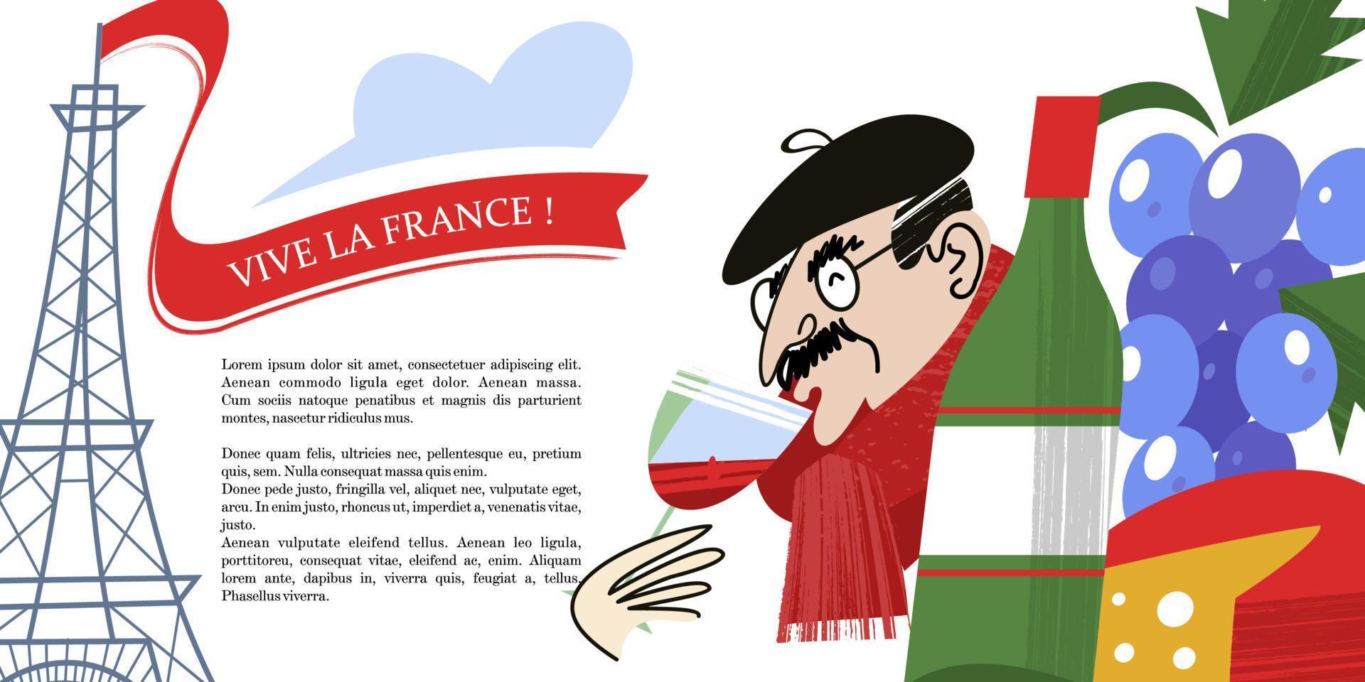 Francia. postal dibujada mano vintage, ilustración vectorial. vector