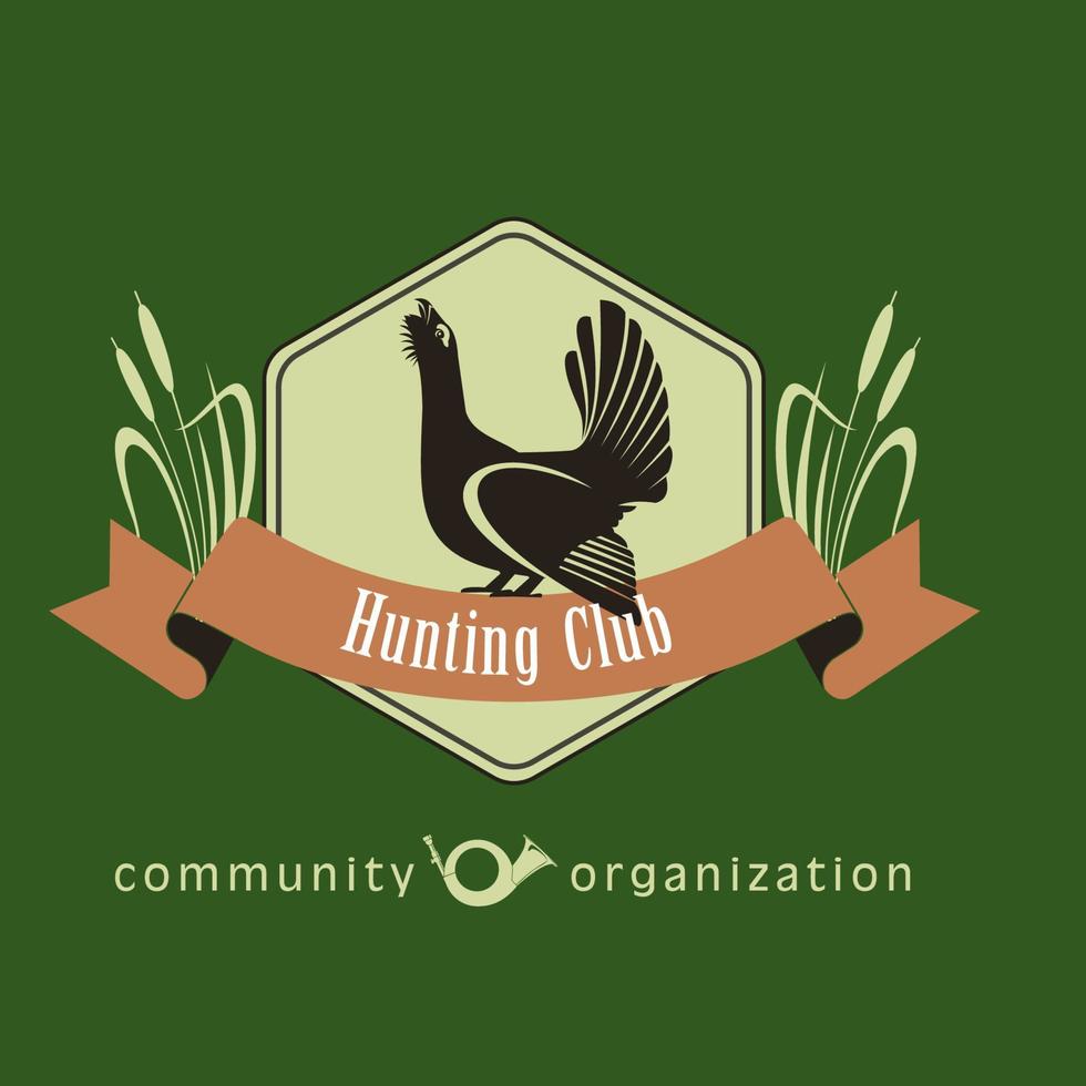 Hunting club, a social organization. The hunting club logo emblem. Capercaillie, the symbol of the hunting club. vector