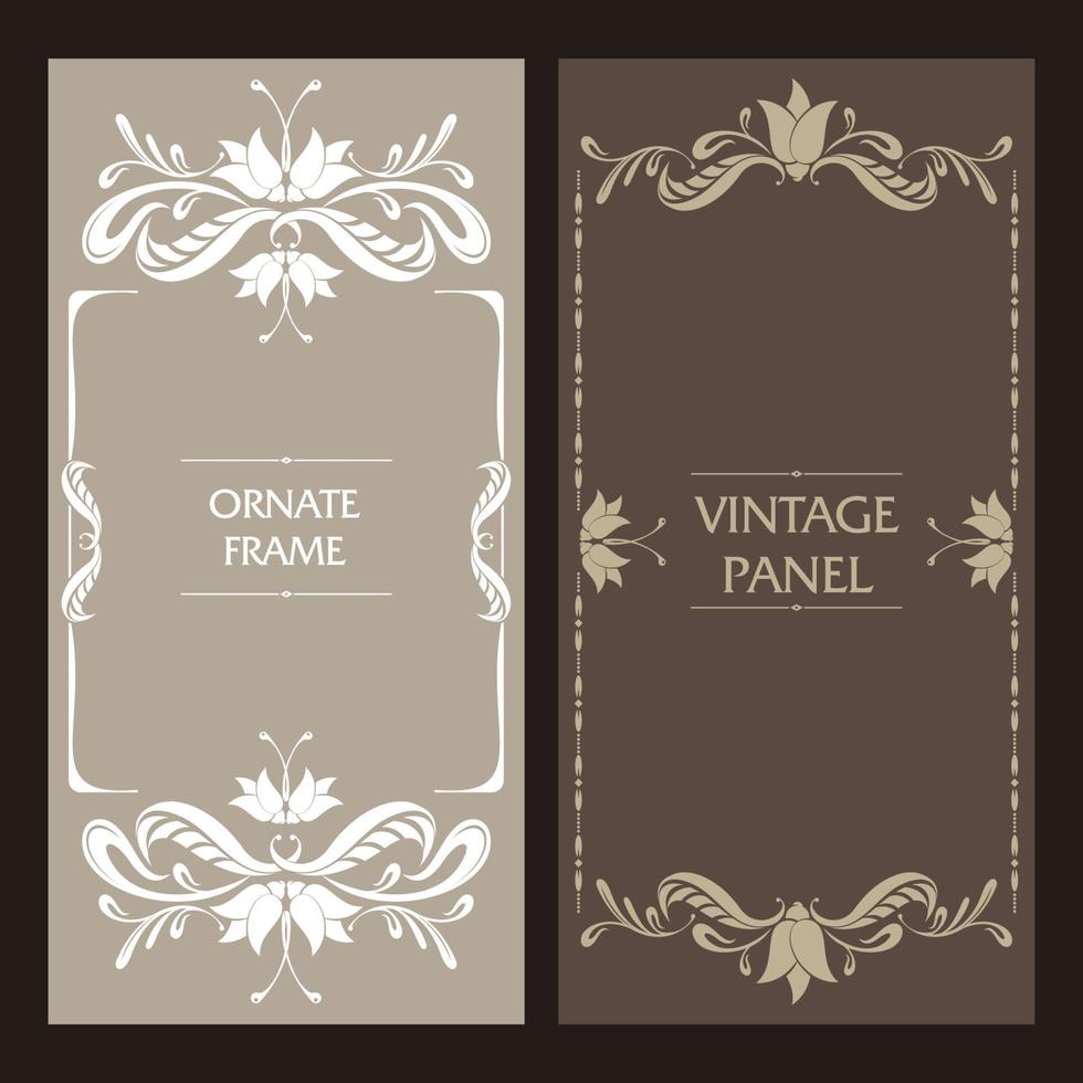 Set of vector labels,  label frame design. Vector border with place for text. Ornate vintage cards.