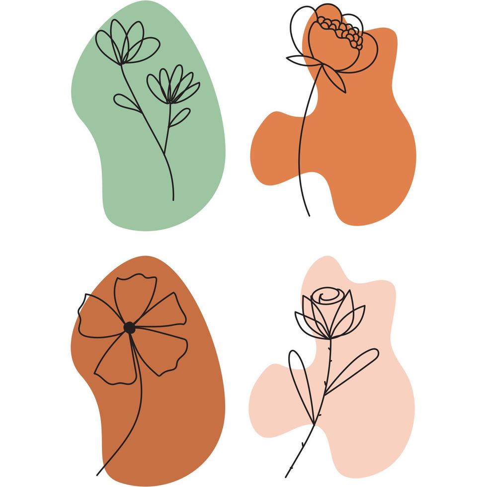 Bohemian Flowers Shapes Color Pallet Vector Illustration Splash Abstract Object