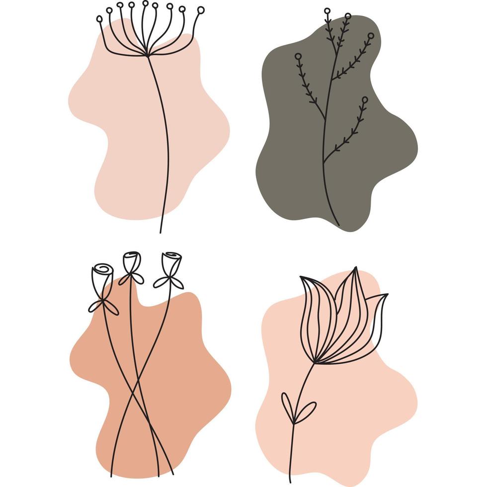 Bohemian Flowers Shapes Color Pallet Vector Illustration Splash Abstract Object
