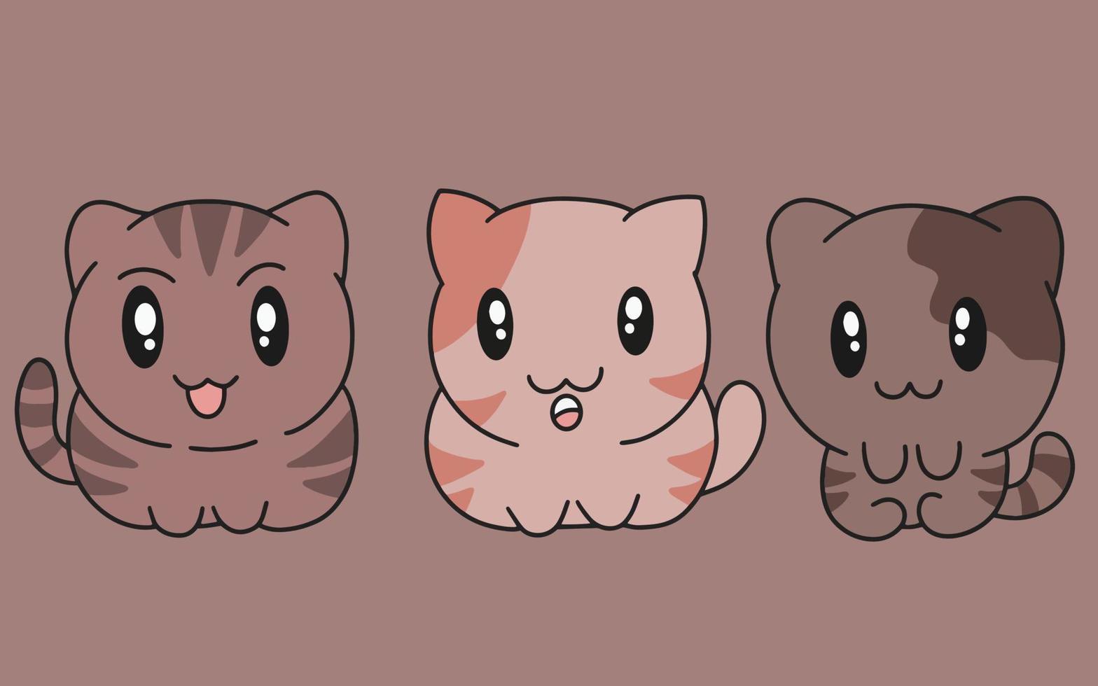Set of Cute Cats Cat Kitty Cartoon Animal Pet Character Happy collection illustration vector