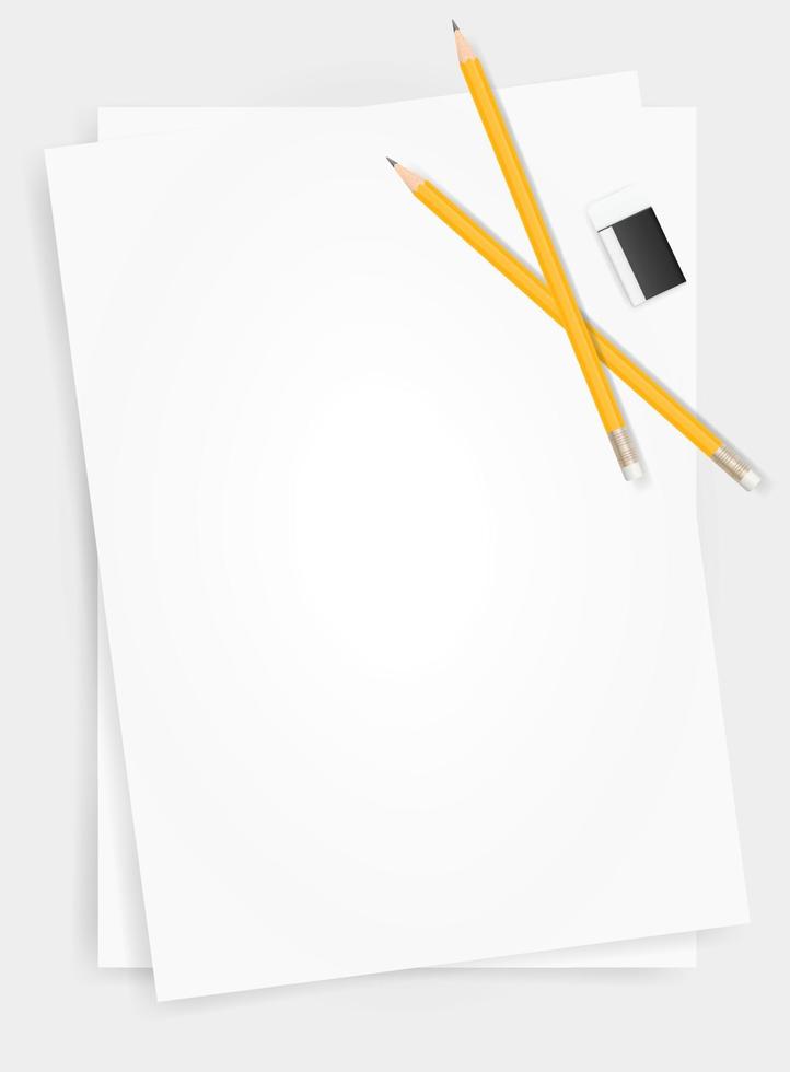 White paper and pencil for background. vector