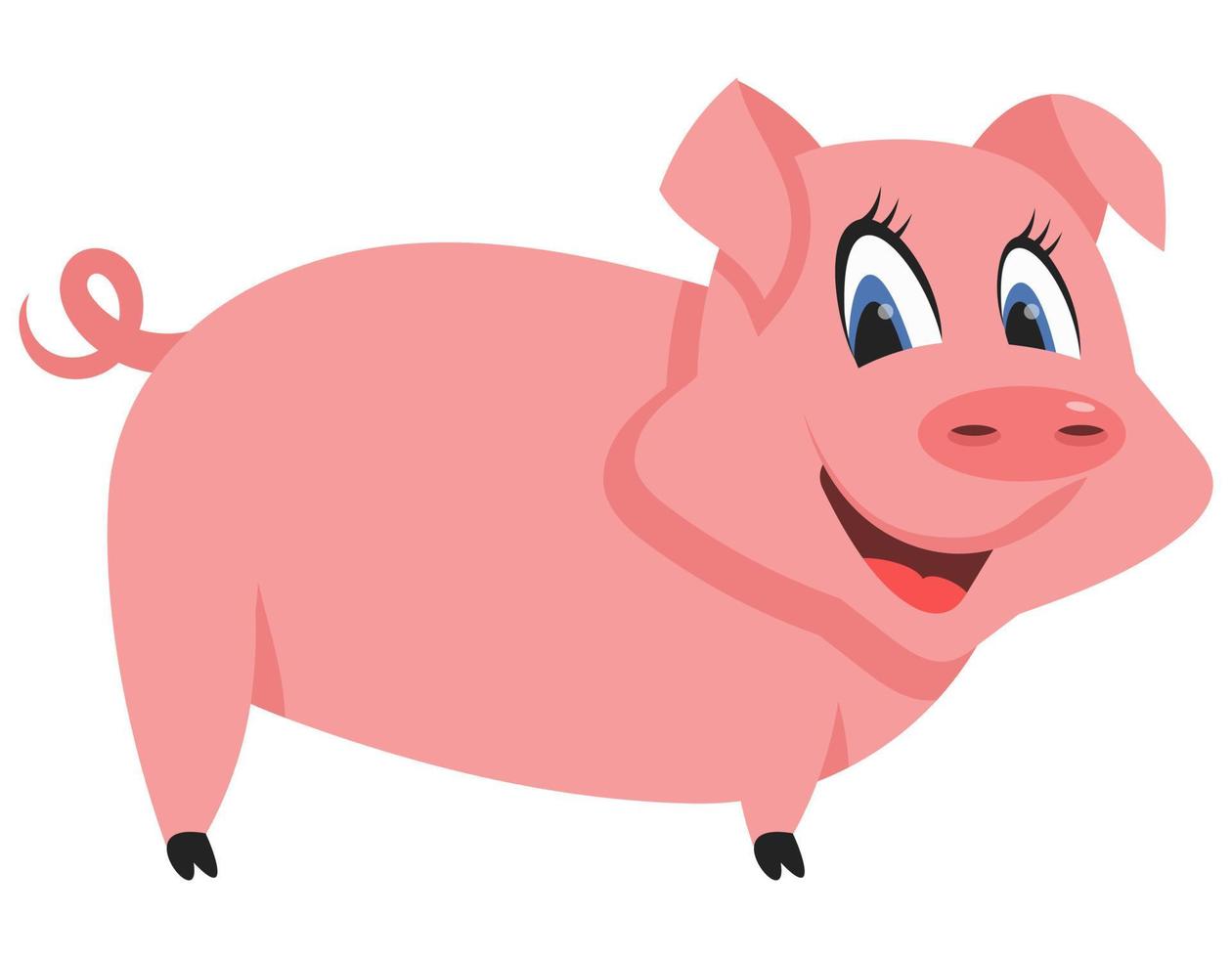 Pig side view. Farm animal in cartoon style. vector