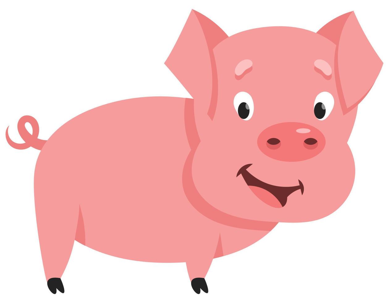 Vista lateral del cerdito. animal de granja en estilo de dibujos animados. vector