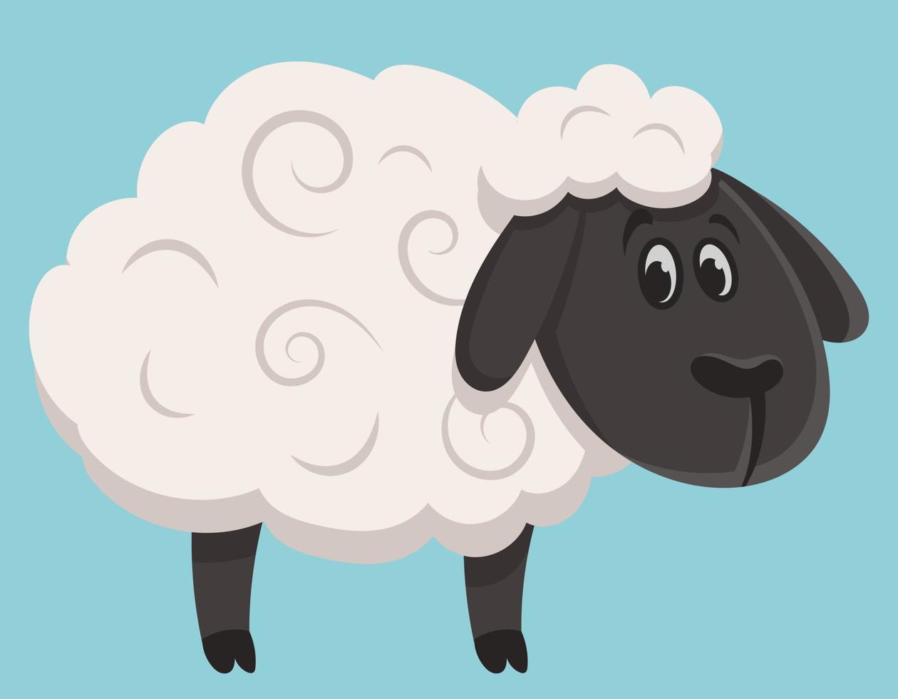 Sheep side view. Farm animal in cartoon style. vector