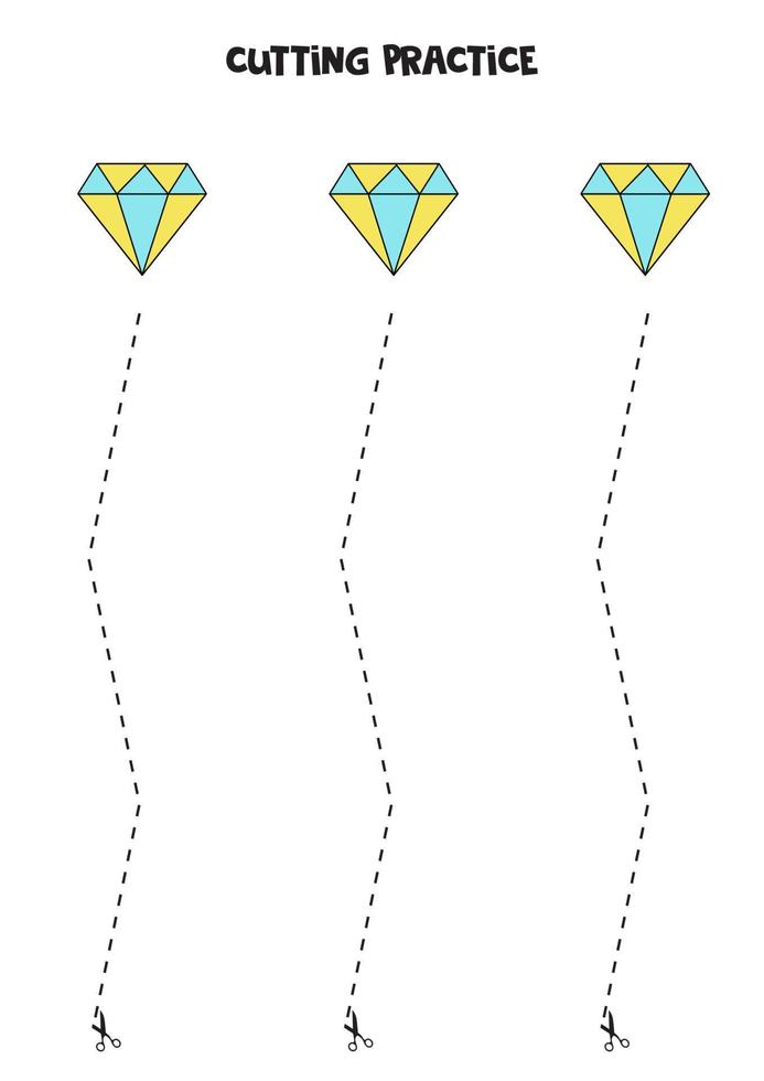 Cutting practice for children with cute diamonds. vector