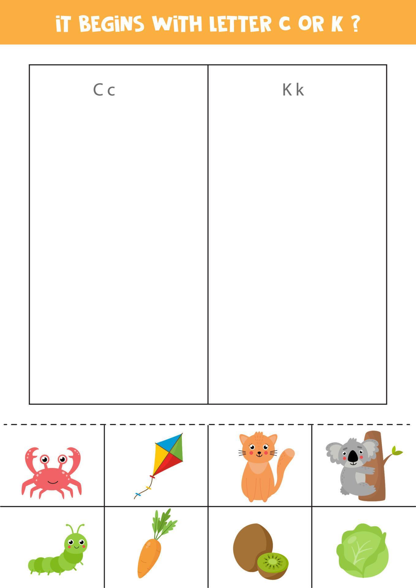 it begins with letter c or k sort pictures 4863032 vector art at vecteezy