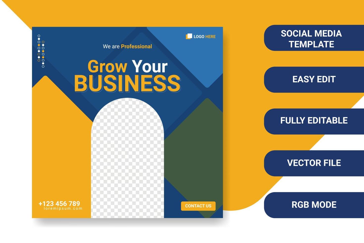 Creative business agency social media post banner template. good for web advertising, website ads and any marketing. fully editable. vector