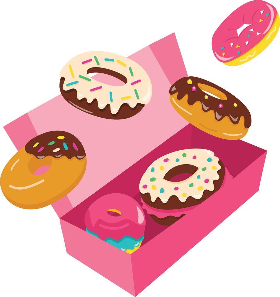 Cartoon Box Of Donuts vector