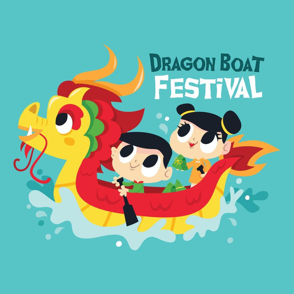 cartel del festival del barco del dragón chino. vector
