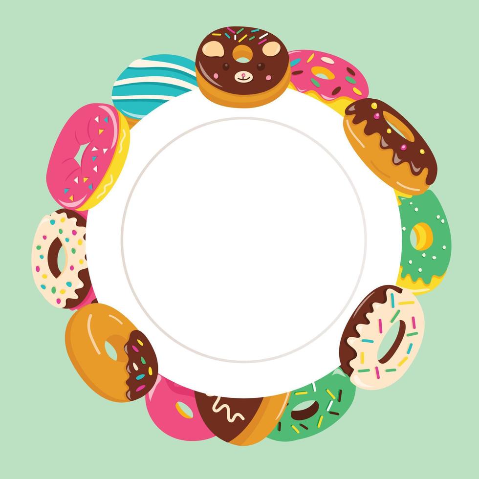 Cartoon Donuts Plate Copy Space Background vector