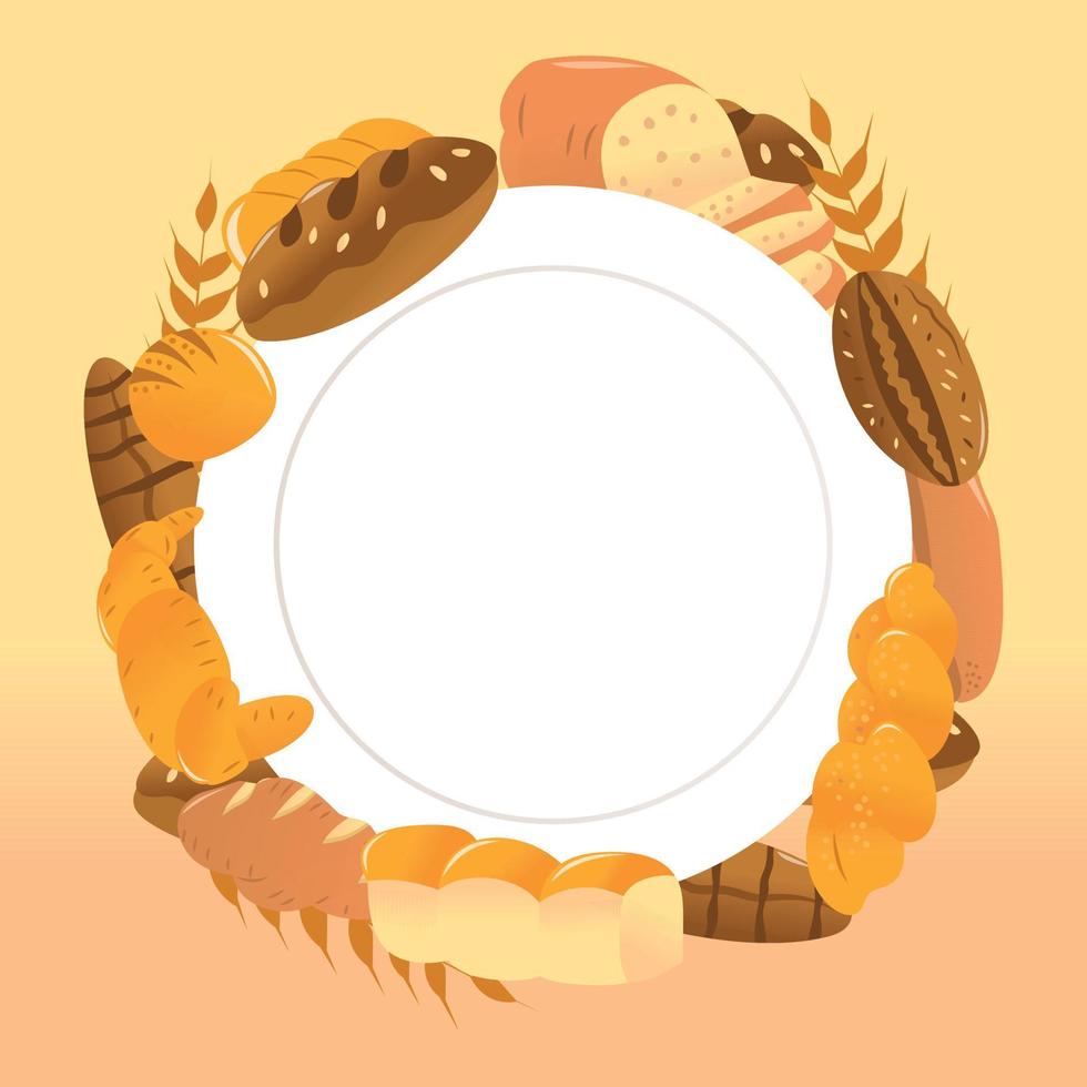 Cartoon Bakery Bread Plate Copy Space Background vector