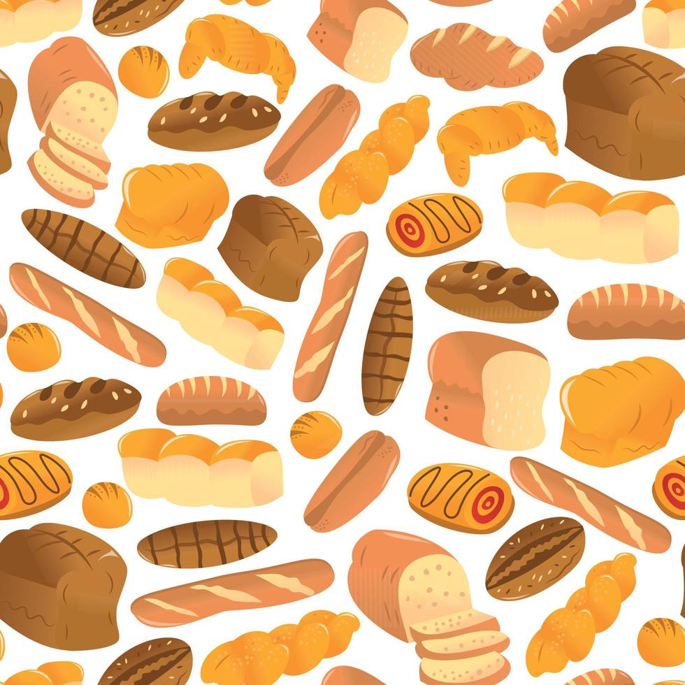 Cartoon Bakery Bread Seamless Pattern Background vector