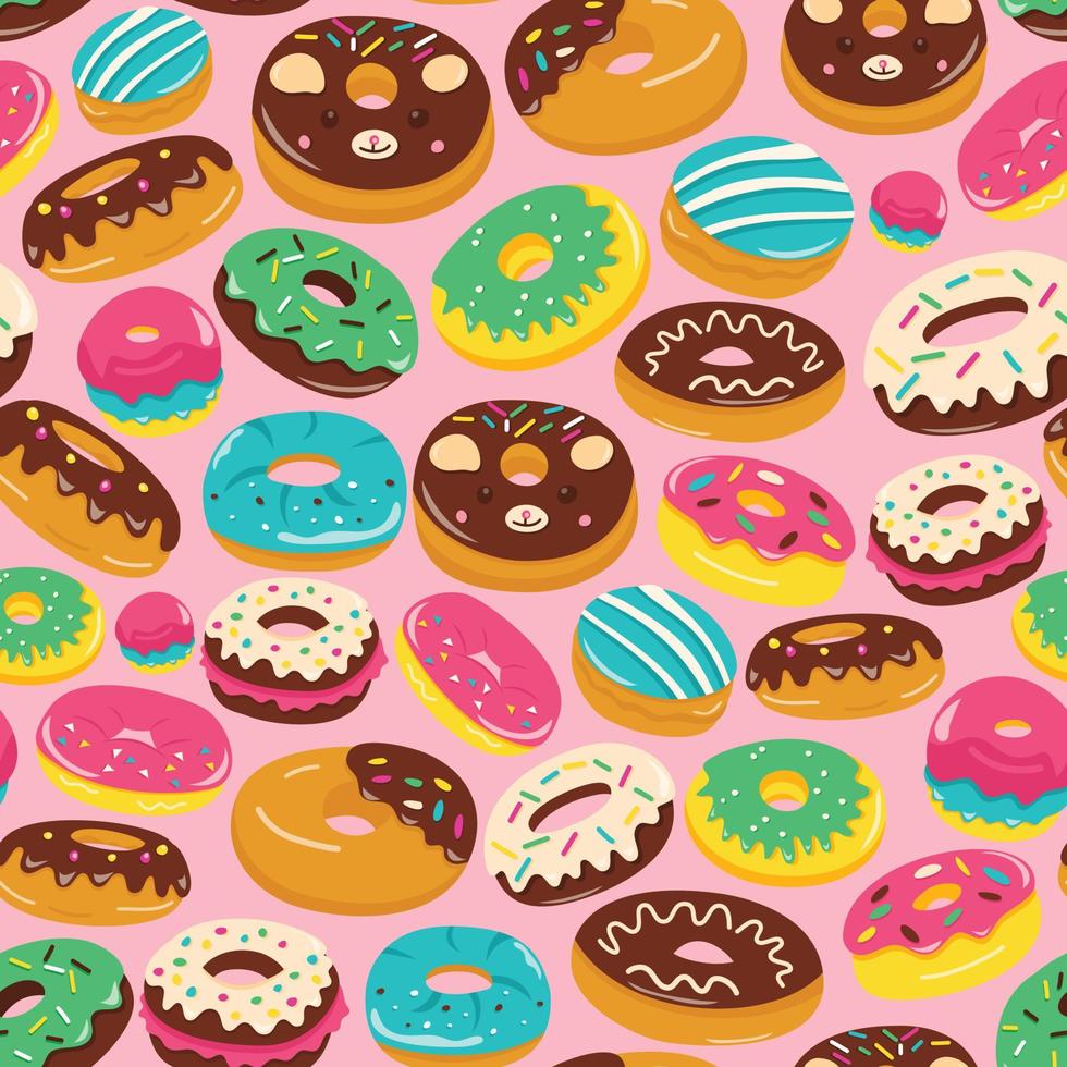 Fondo de patrones sin fisuras donut colorido vector