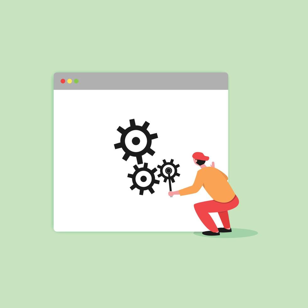People flat illustration design with website maintenance theme vector