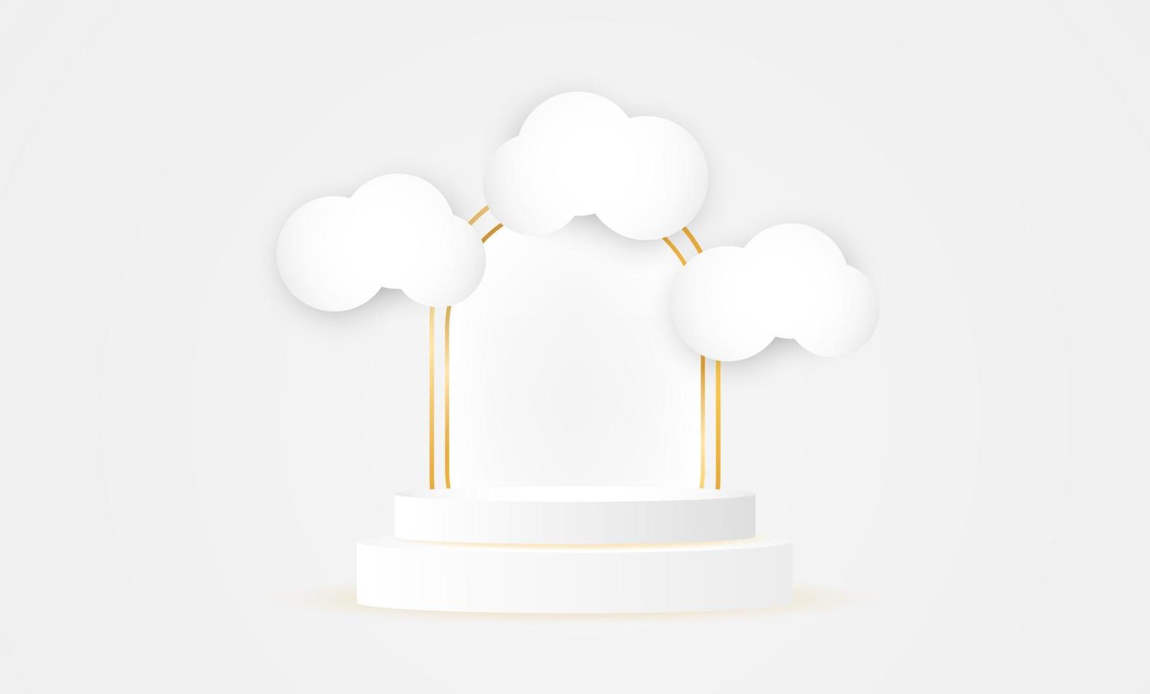 3d white and gold podium vector background design