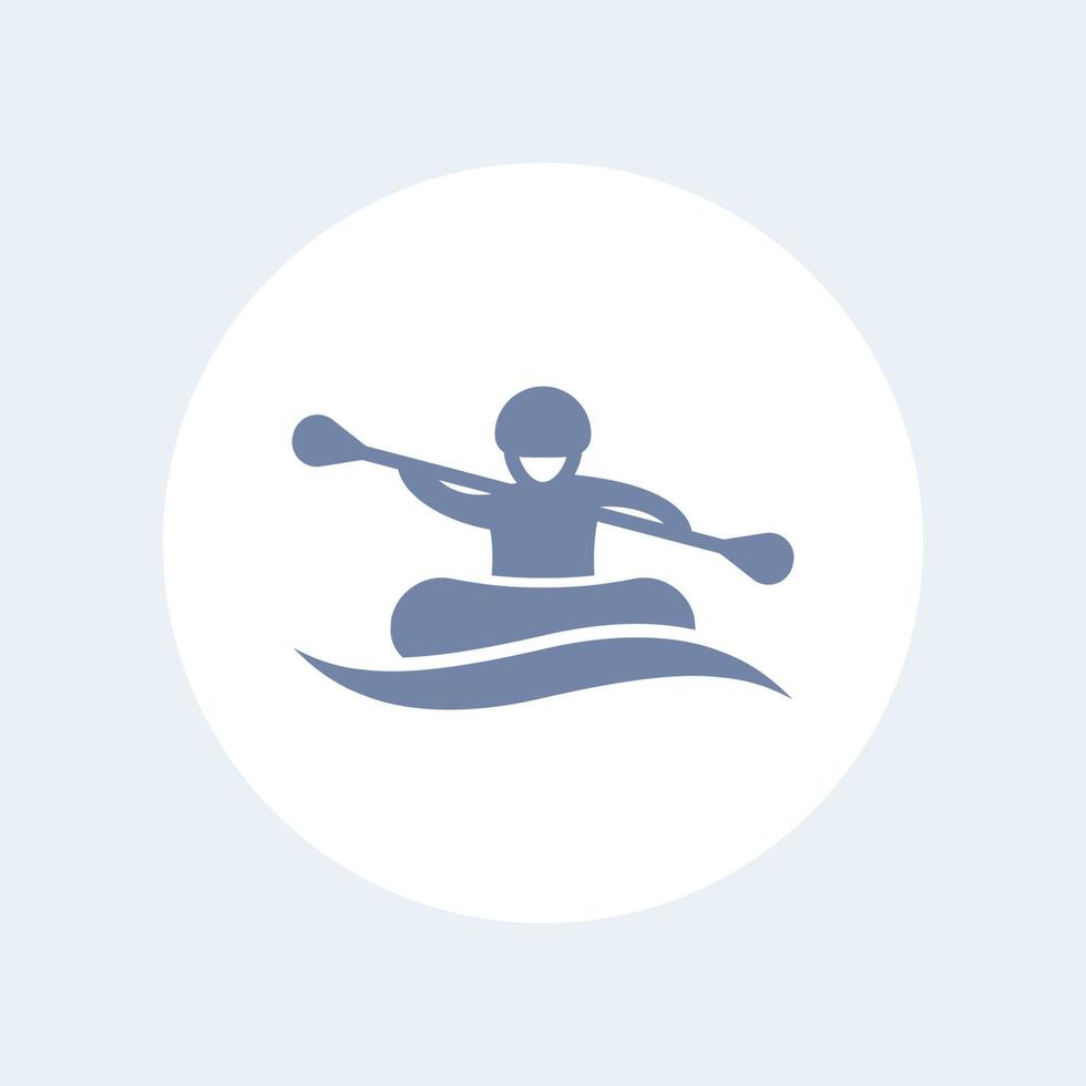 Rafting isolated icon, man in boat, rowing, oarer icon, vector illustration