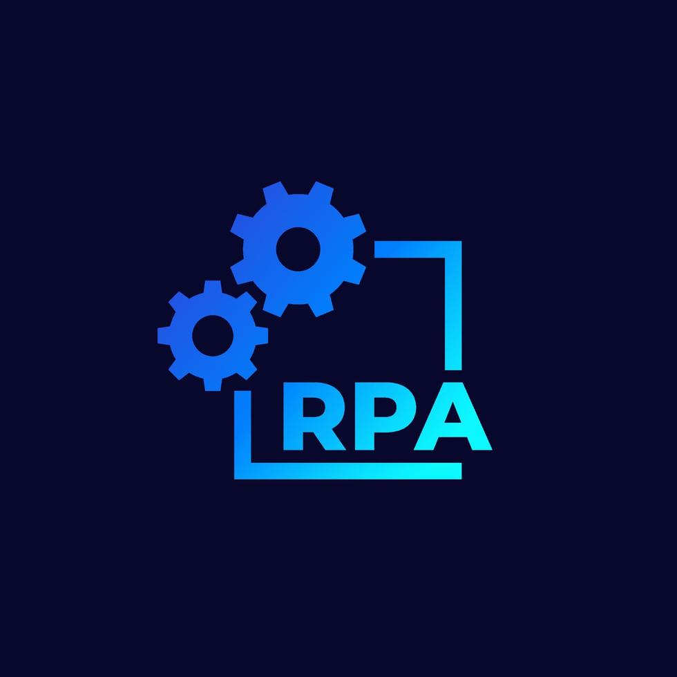 RPA, robotic process automation concept, vector icon with gears