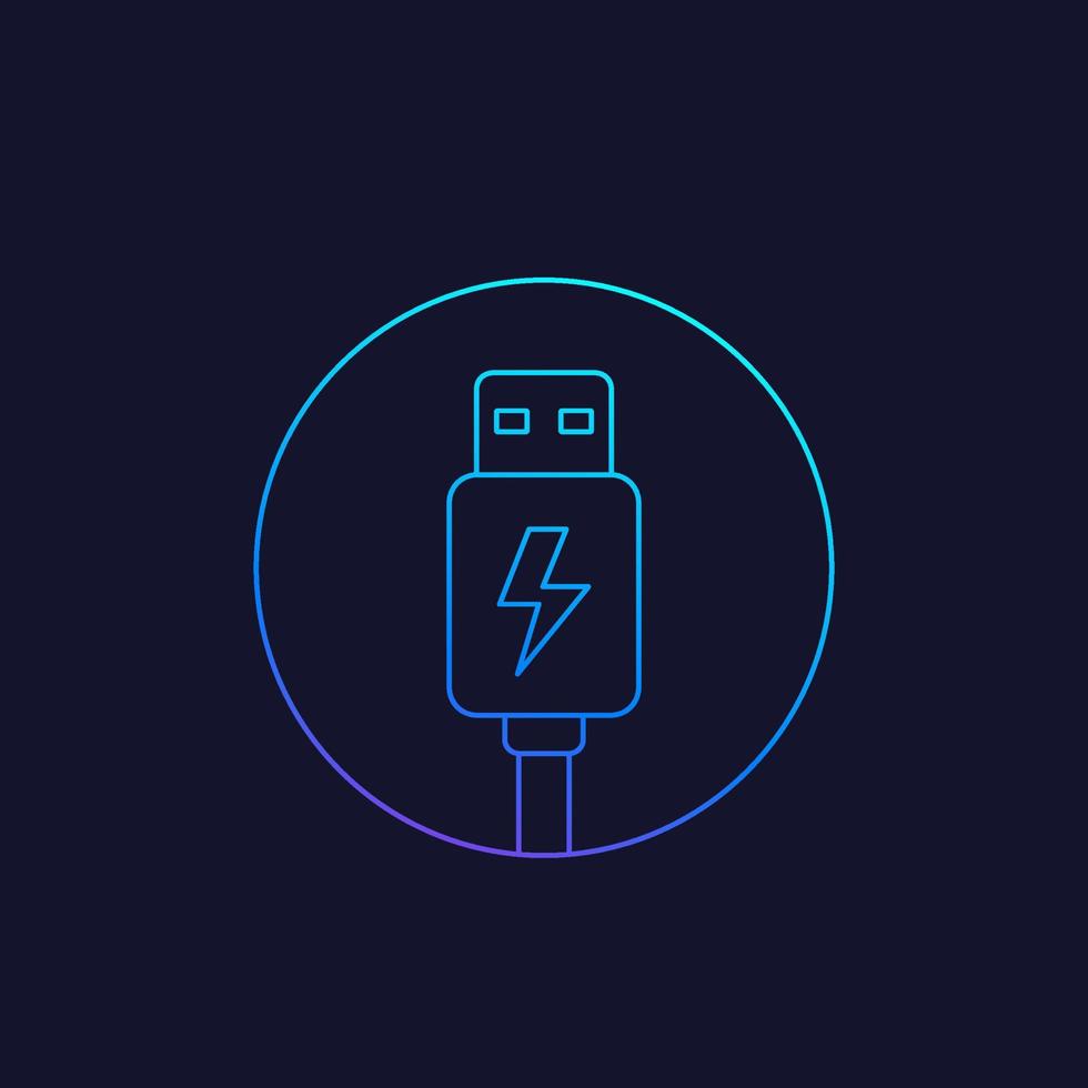 usb charging plug icon, line vector