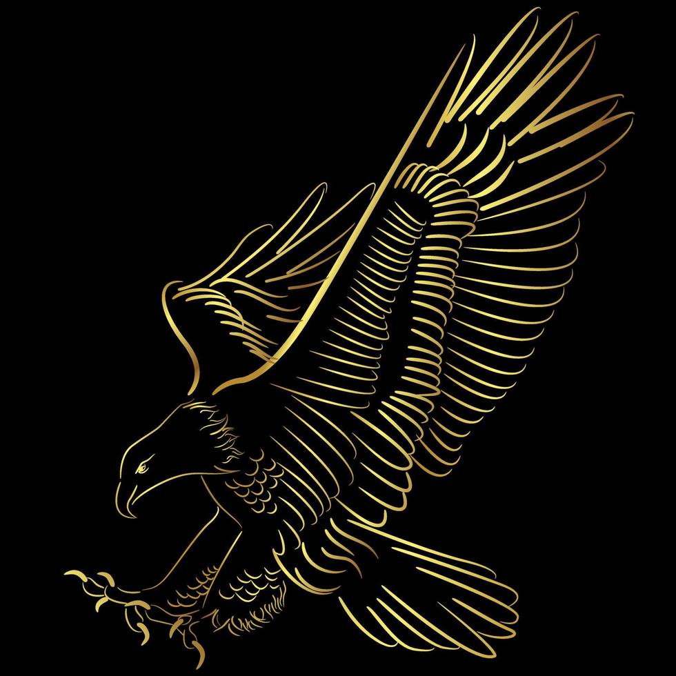 Blad Eagle flying over black background vector