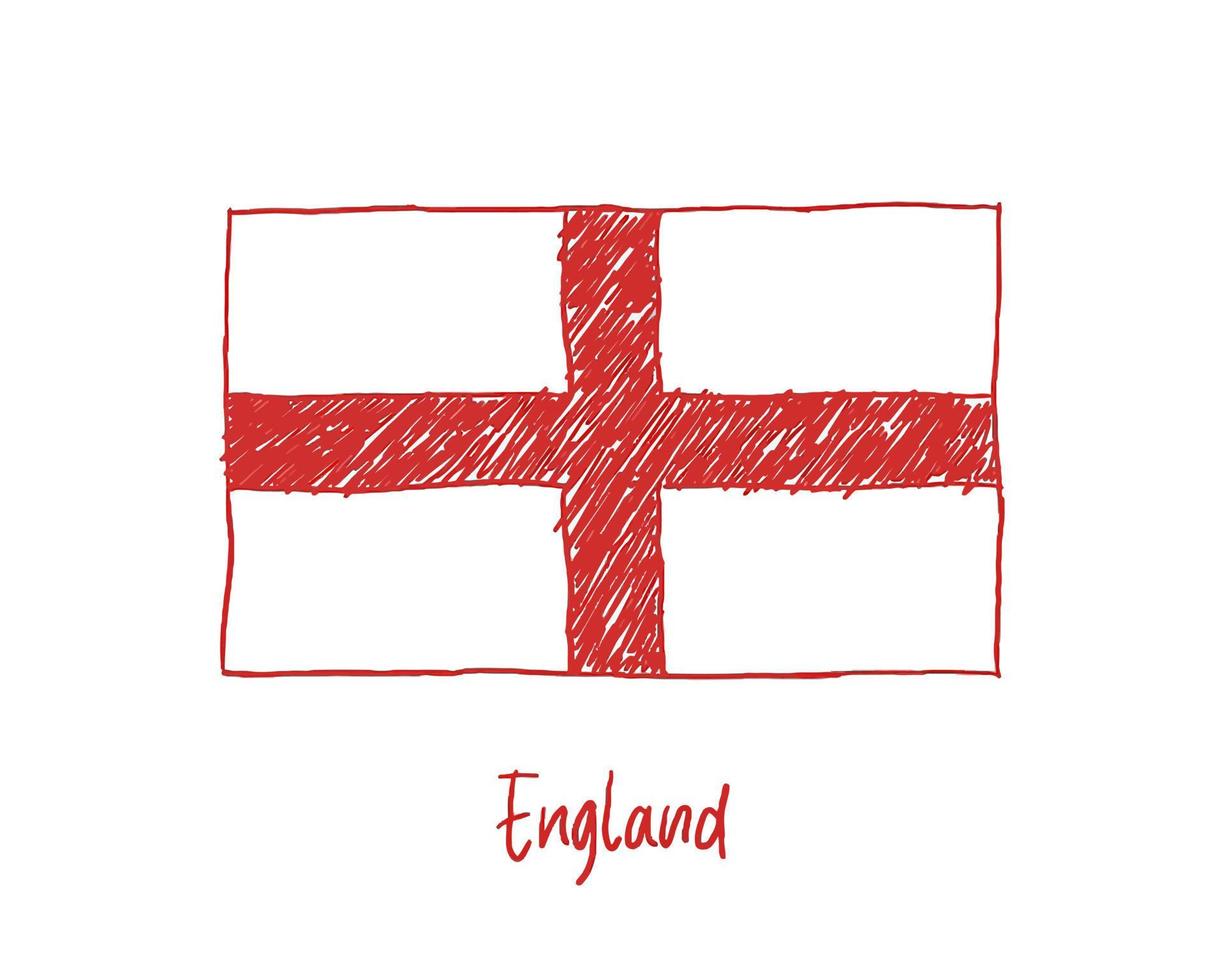 England Flag Marker or Pencil Sketch Illustration Vector