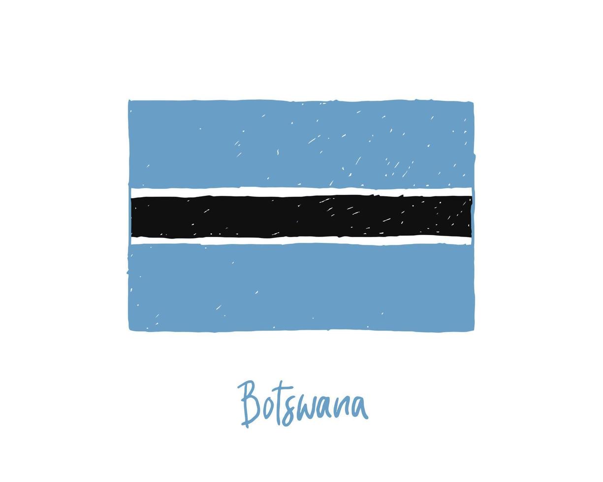 bandera de botswana, marcador realista, o lápiz, color, bosquejo vector