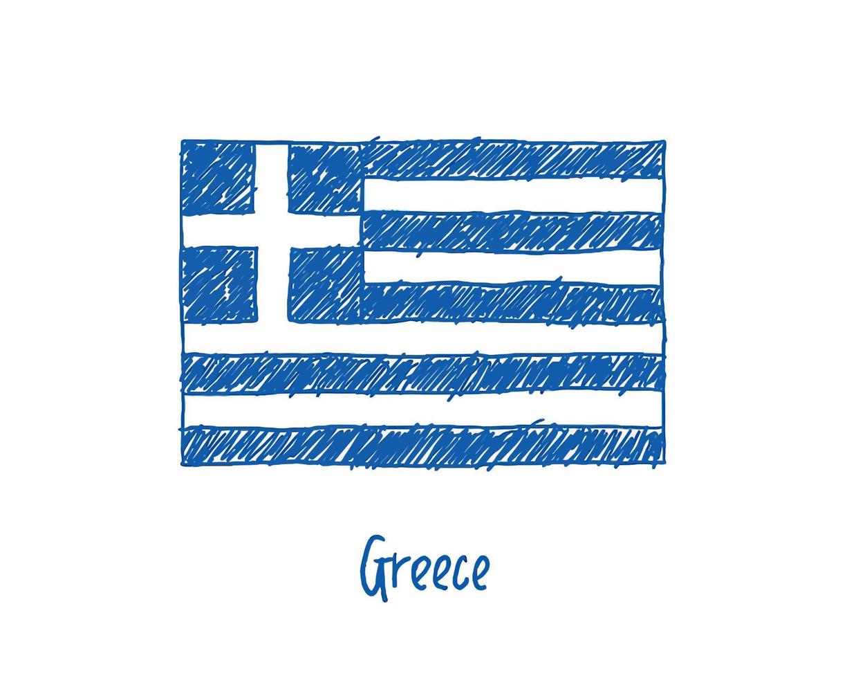 Marcador de bandera de Grecia o vector de ilustración de dibujo a lápiz