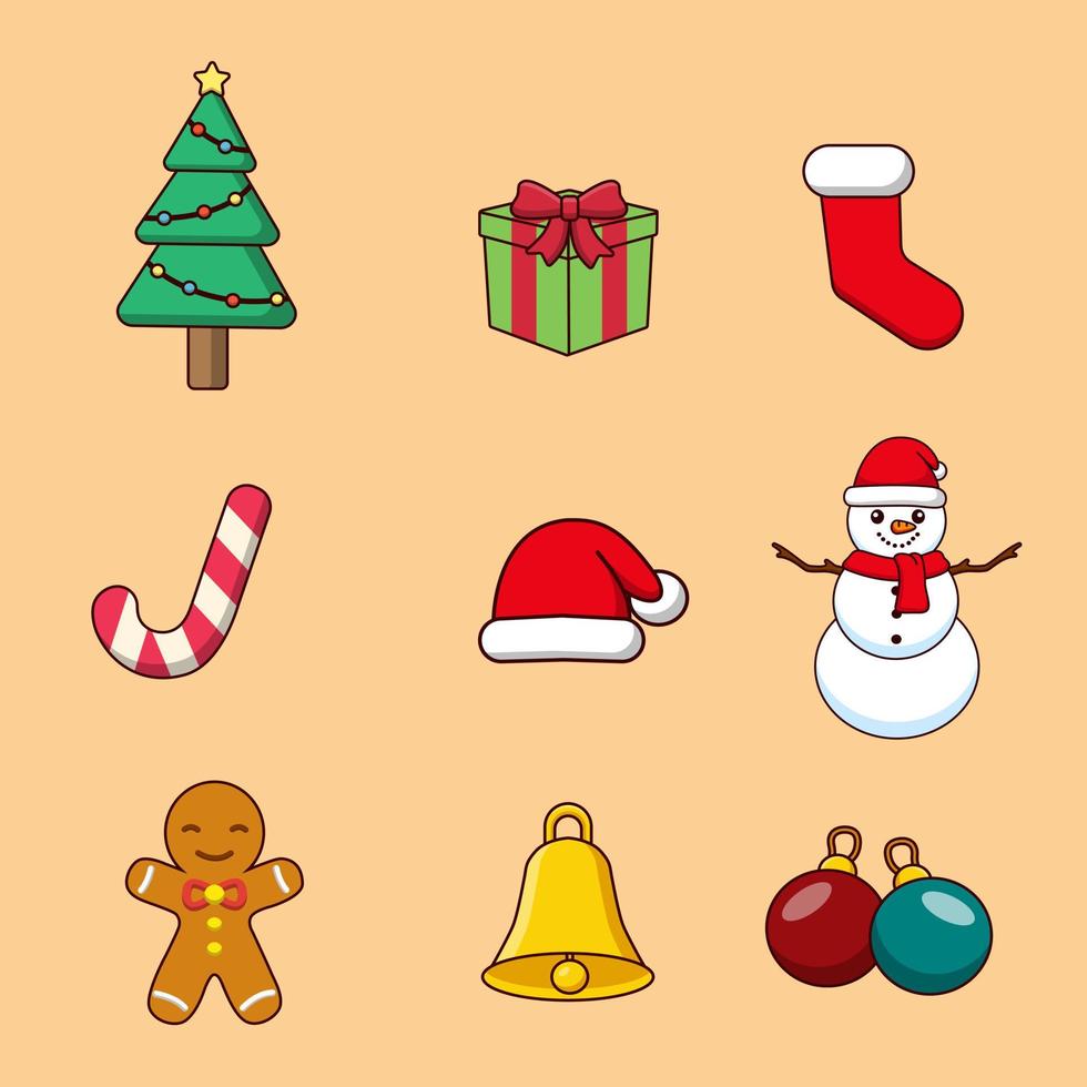 Set of cute christmas decorative elements and icons.Vector illustration vector