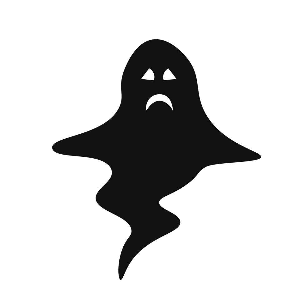 Ghost on white background. Doodle illustration for Halloween, printing, logo, greeting cards, posters, stickers, textile and seasonal design. Vector eps 10.