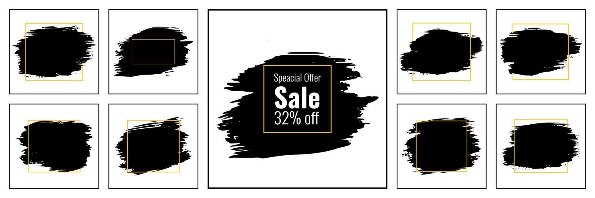 Set of vector brush strokes black set. Hand paint  textures splatters paintbrush design elements.
