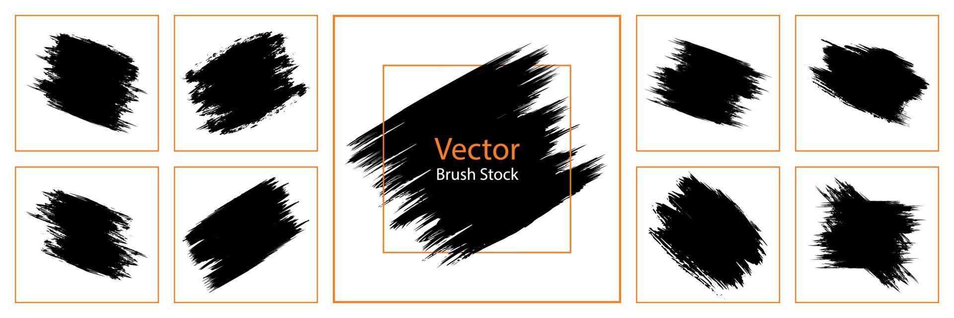 Set of vector brush strokes black set. Hand paint  textures splatters paintbrush design elements.