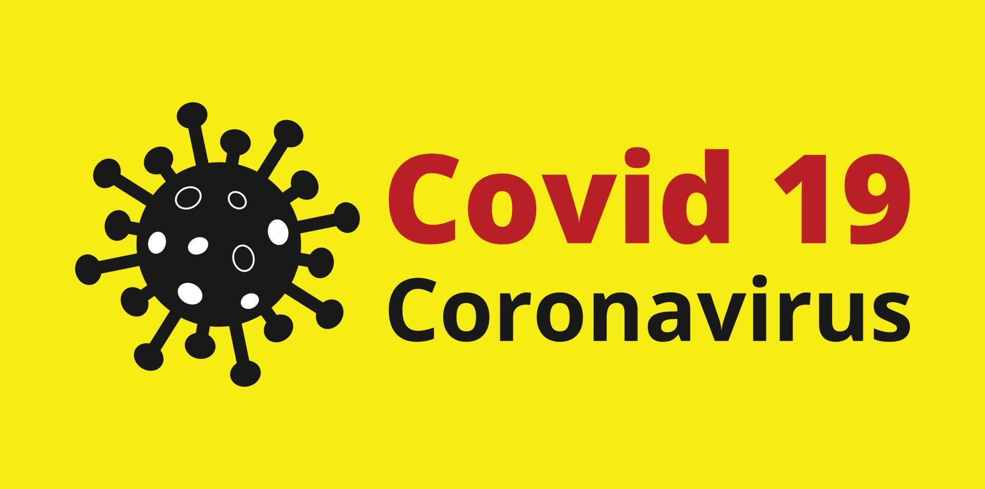 Covid 19 Coronavirus on Yellow Background. Novel Coronavirus Covid 19 NCoV - Vector