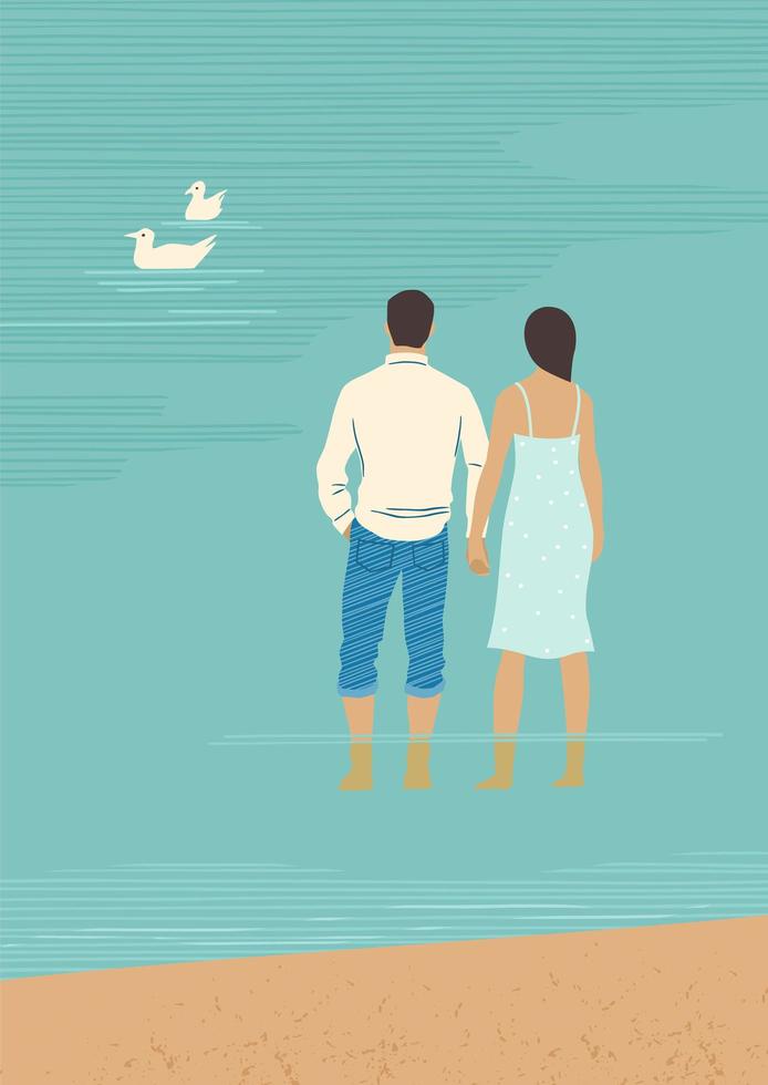 Romantic illustration with man and woman. Love, love story, relationship. Vector design