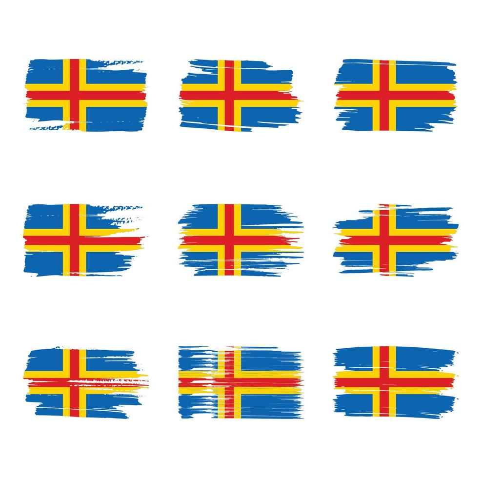 Aland Islands flag brush strokes painted vector