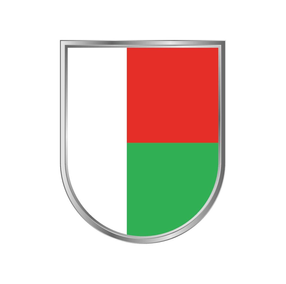 Bandera de Madagascar con diseño de vector de marco plateado