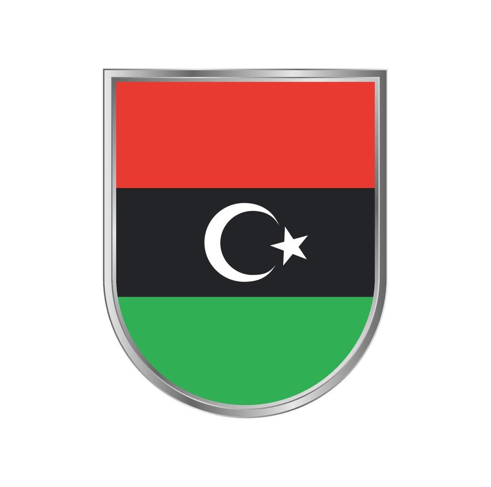 Libya flag with silver frame vector design