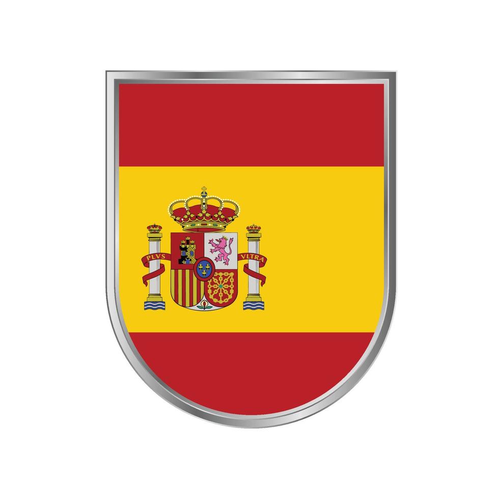 Spain flag with silver frame vector design