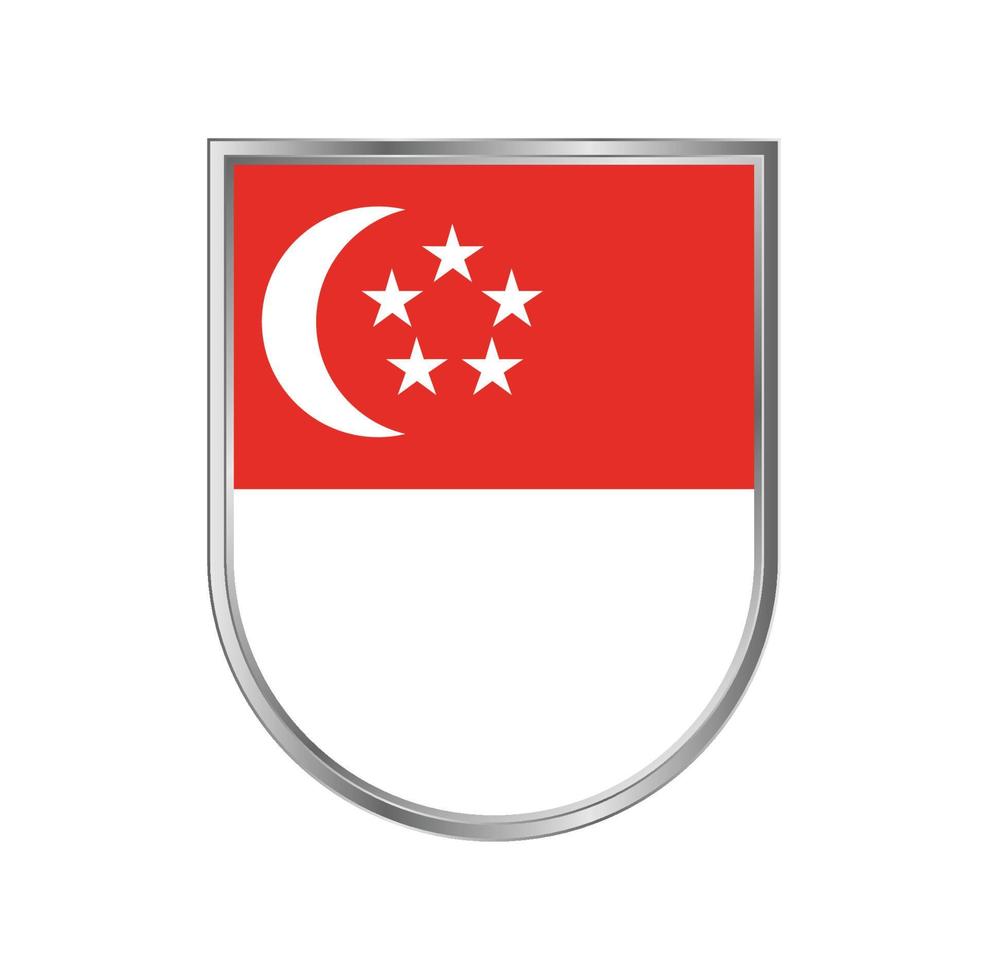 Bandera de Singapur con diseño de vector de marco plateado