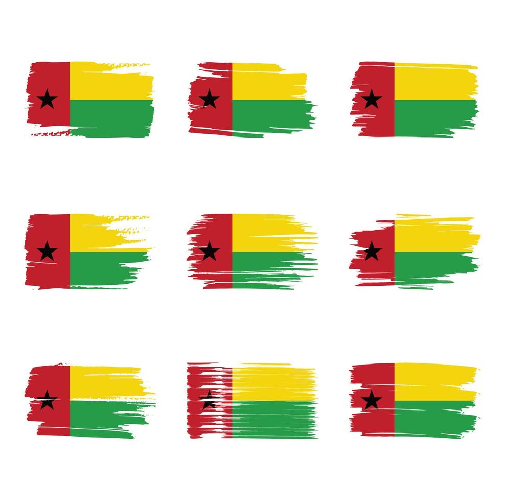 pinceladas de bandera de guinea bissau pintadas vector