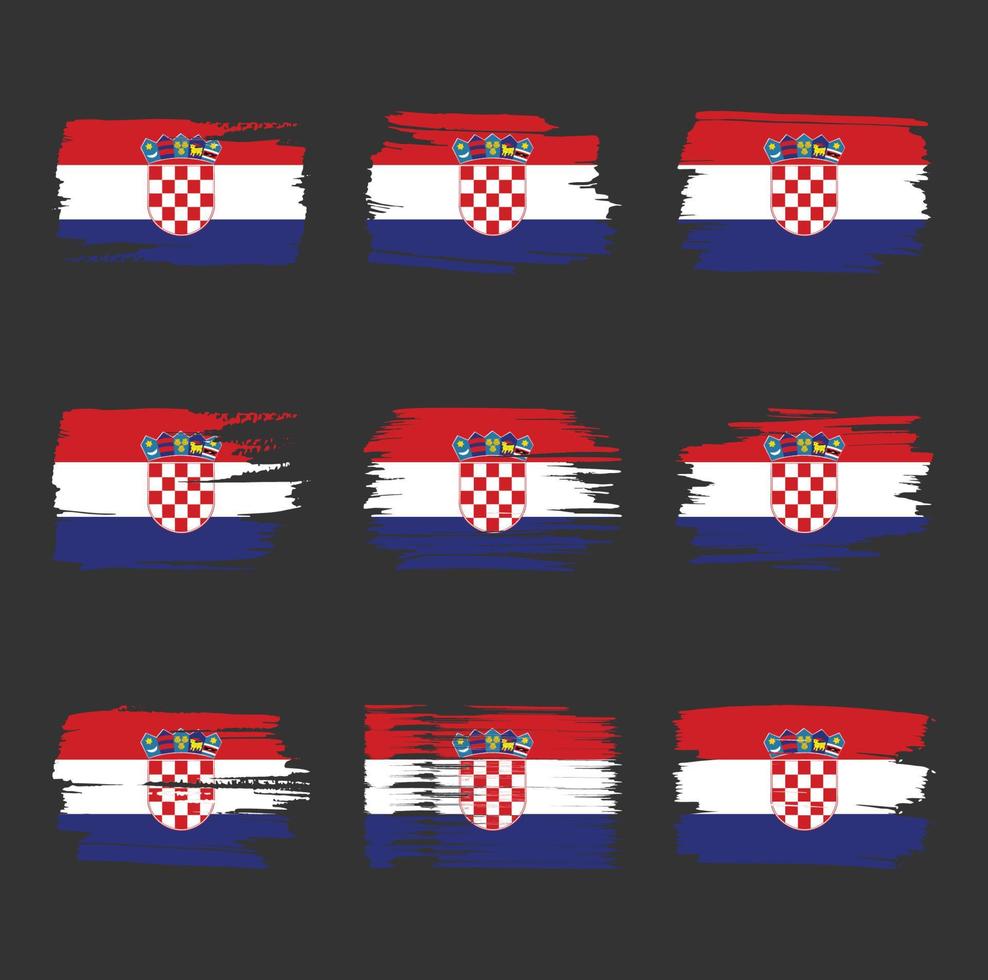 trazos de pincel de bandera de croacia pintados vector