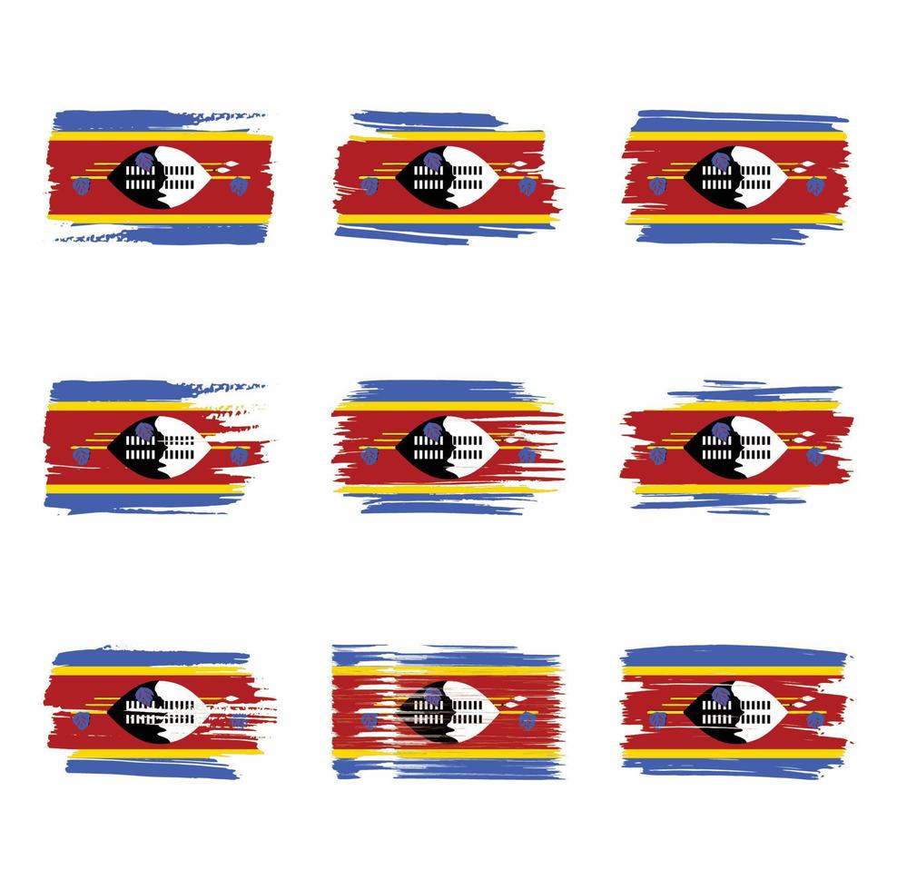 trazos de pincel de bandera de eswatini pintados vector