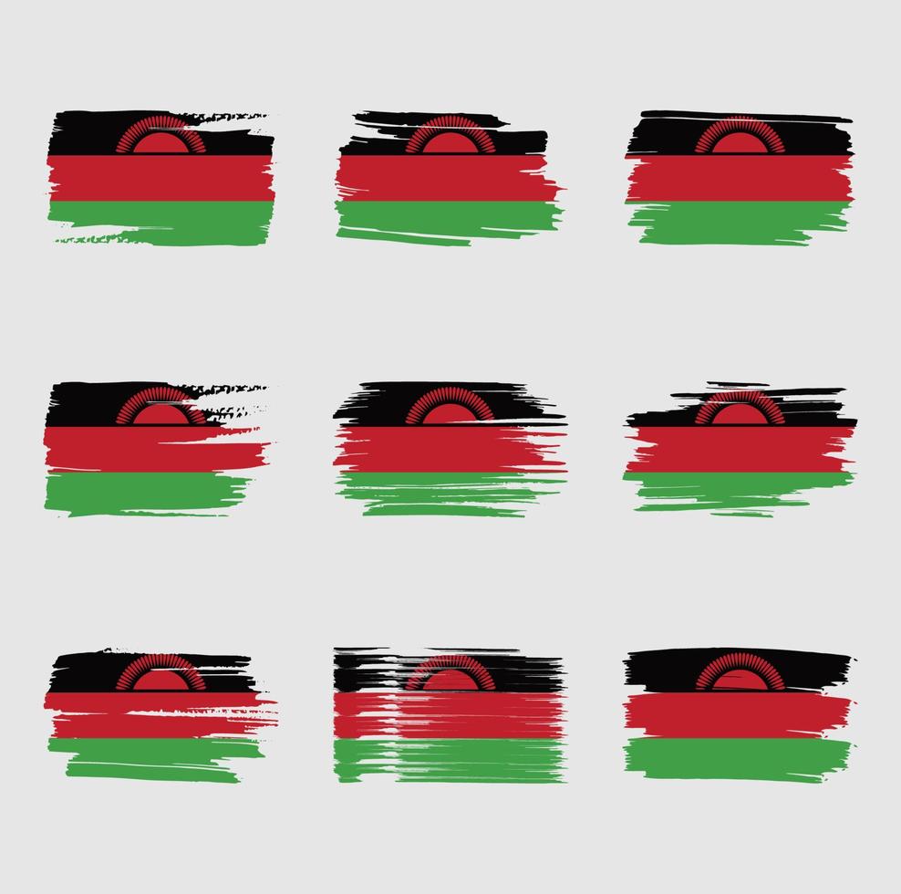 Malawi flag brush strokes painted vector