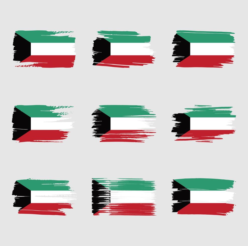 Kuwait flag brush strokes painted vector