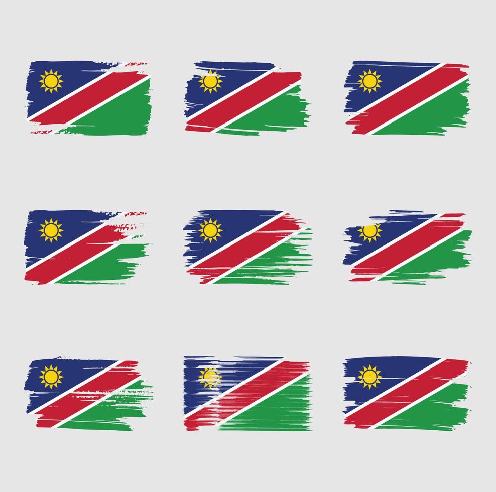 trazos de pincel de bandera de namibia pintados vector