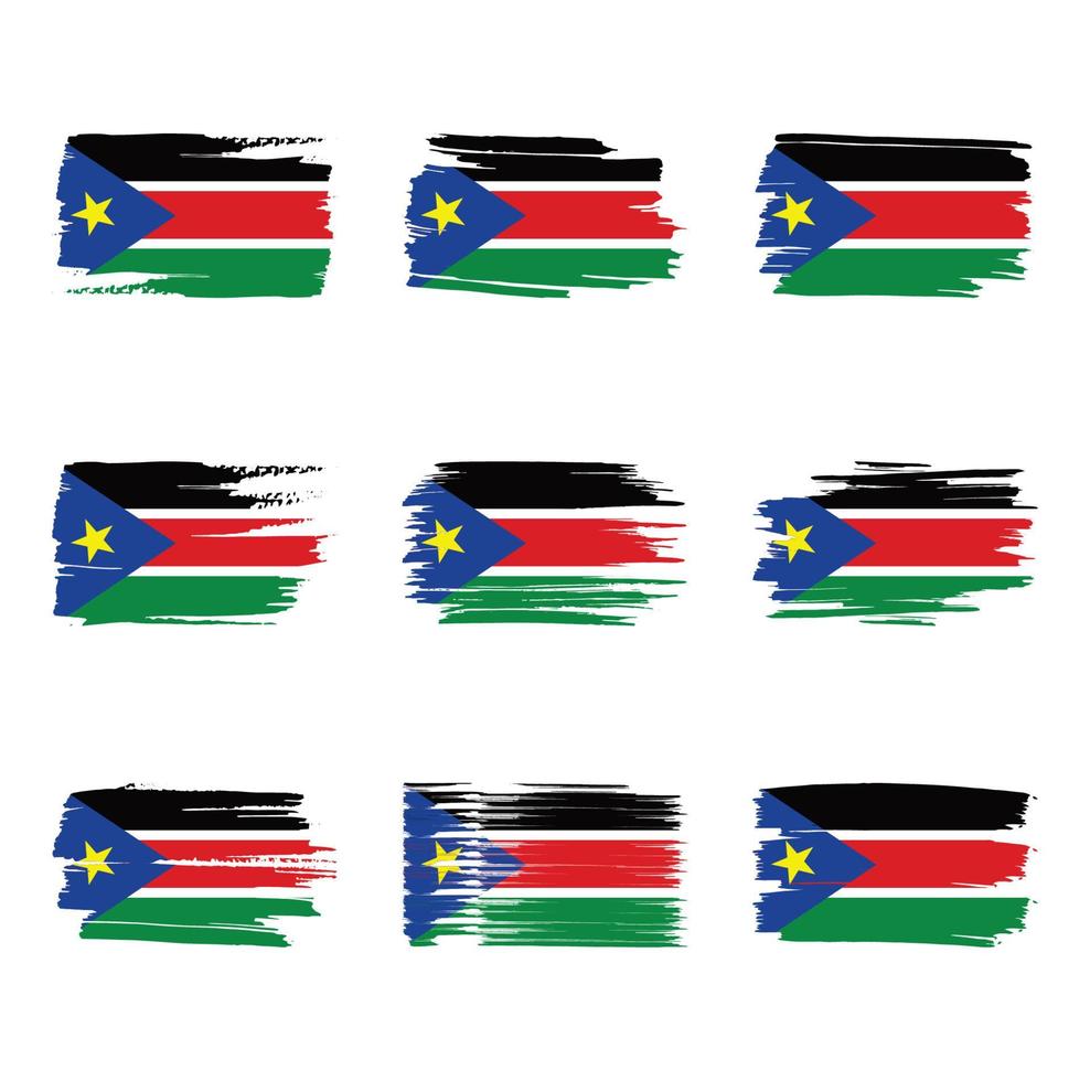 South Sudan flag brush strokes painted vector