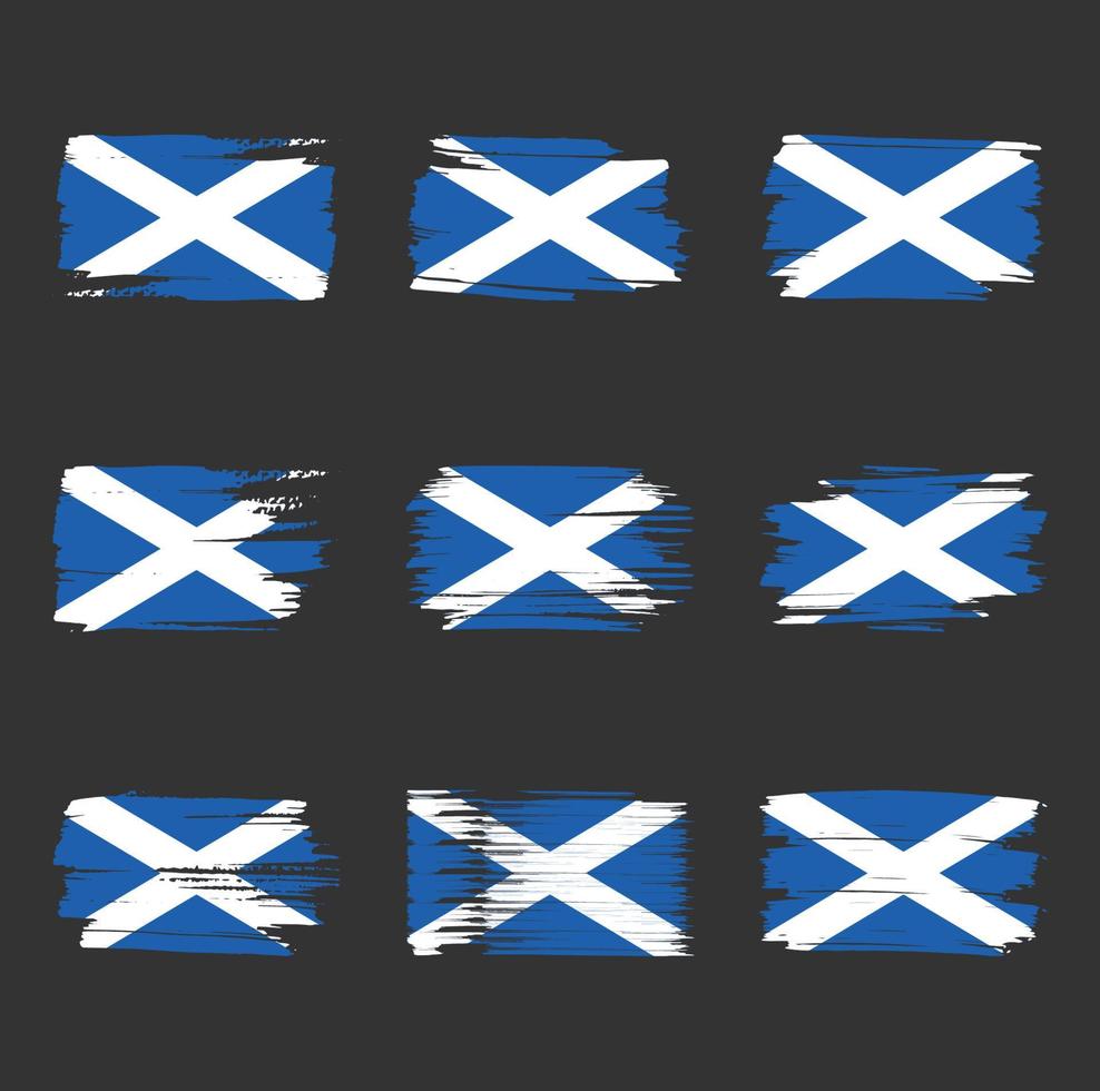 trazos de pincel de bandera de escocia pintados vector