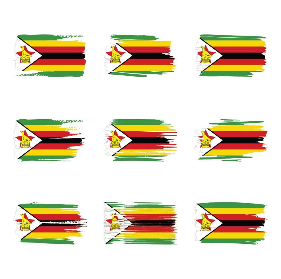 trazos de pincel de bandera de zimbabwe pintados vector