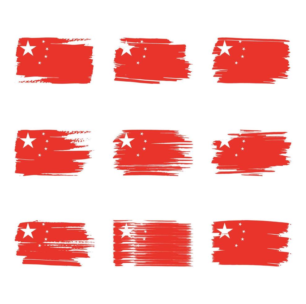 trazos de pincel de bandera china pintados vector